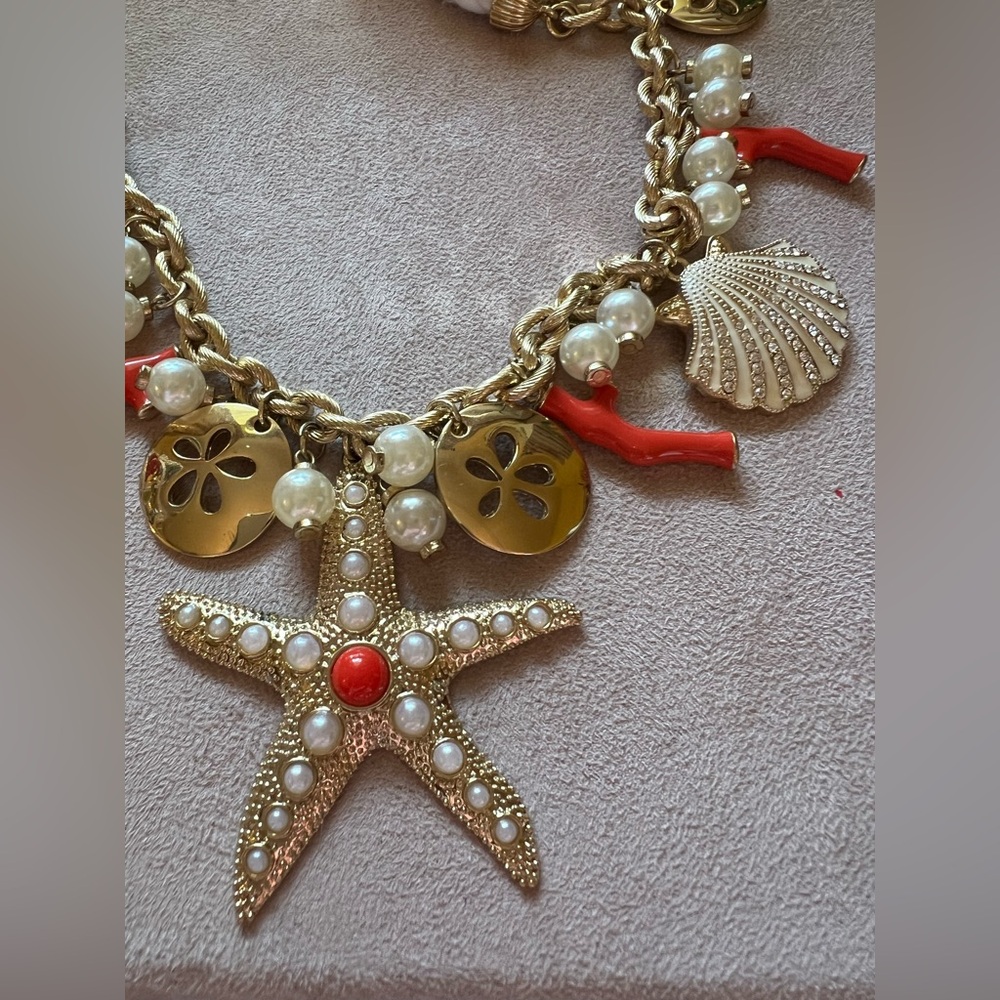 Lilly Pulitzer Gold and Coral Starfish Seashell Necklace and Bracelet Set NWOT - Picture 10 of 16